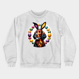 Irish Setter Celebrates Easter with Bunny Ears and Eggs Crewneck Sweatshirt